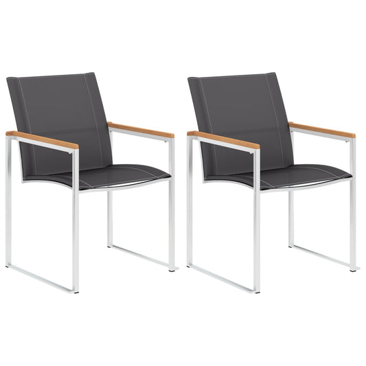 Garden Chairs 2 pcs Textilene and Stainless Steel Grey