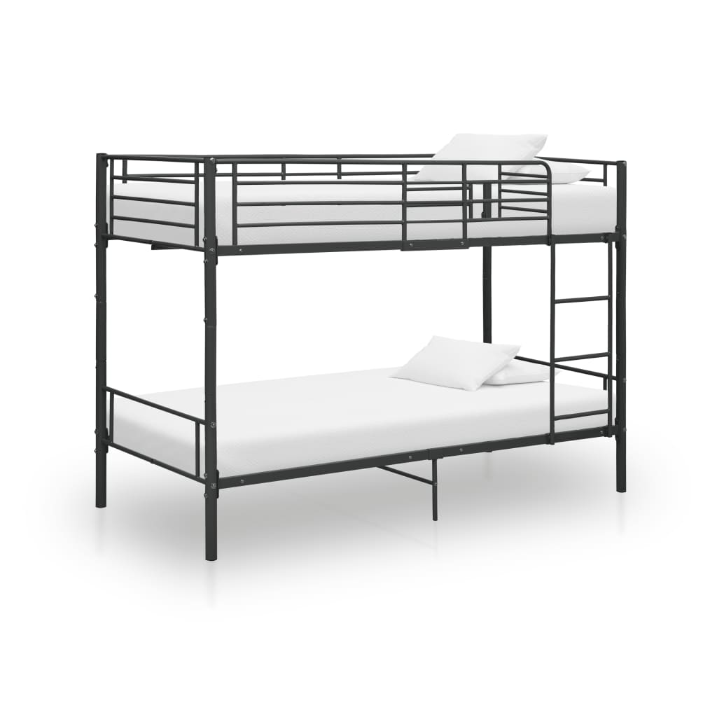 Bunk Bed without Mattress Black Metal 90x200cm