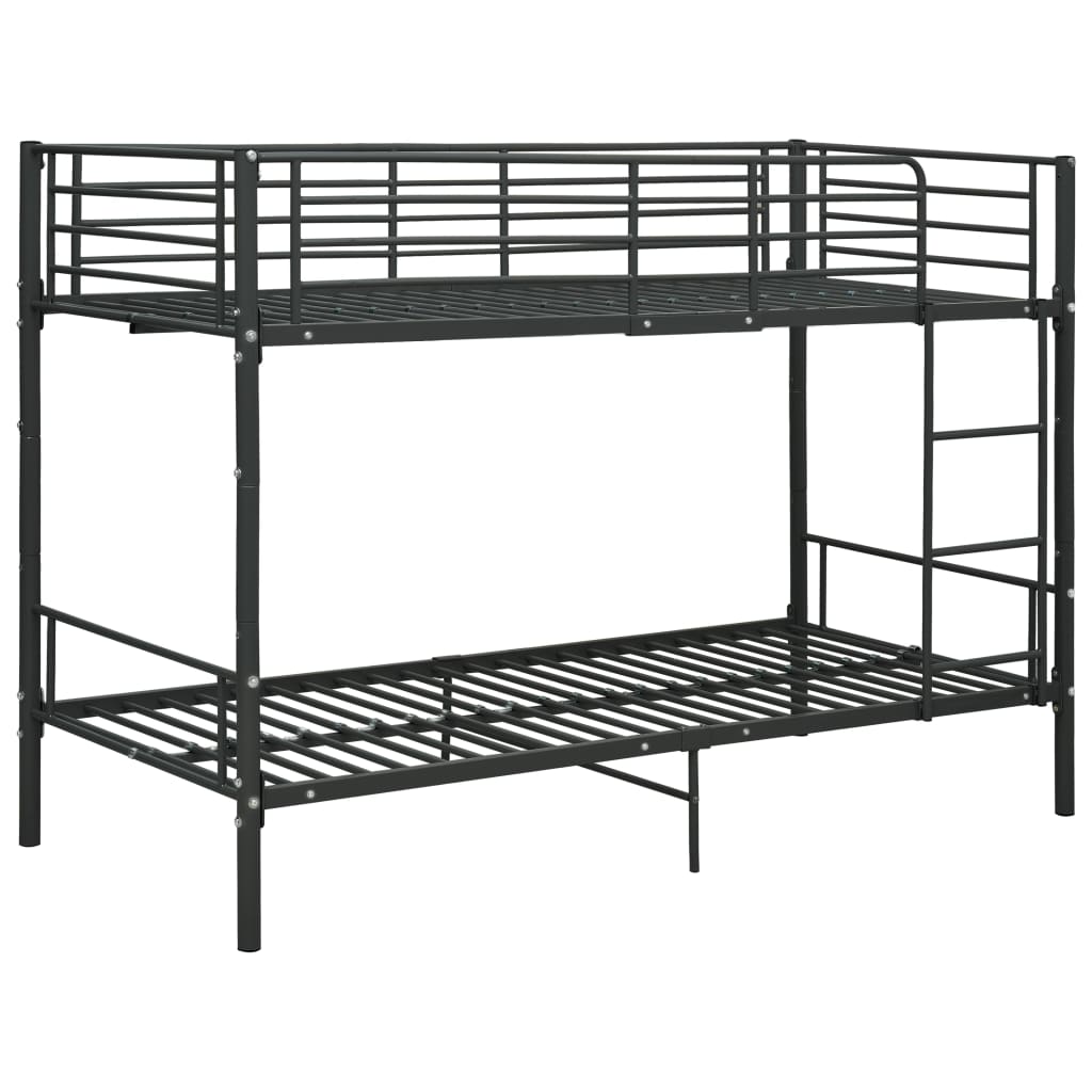Bunk Bed without Mattress Black Metal 90x200cm