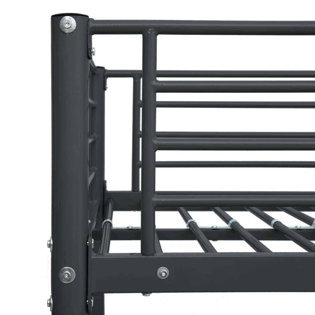 Bunk Bed without Mattress Black Metal 90x200cm