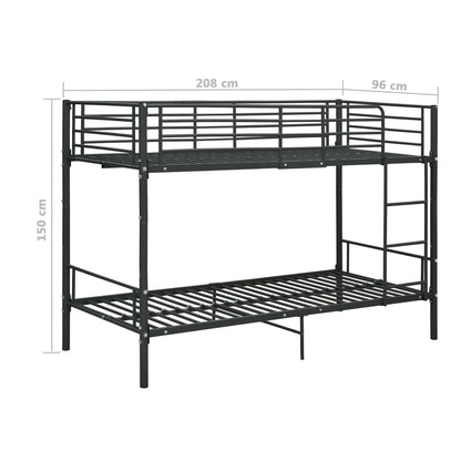 Bunk Bed without Mattress Black Metal 90x200cm