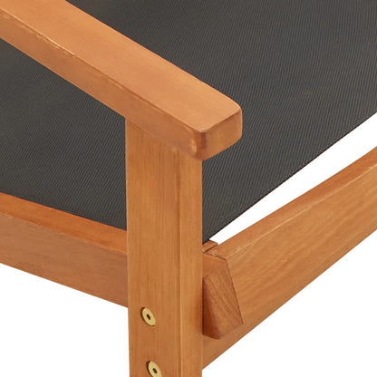 Garden Lounge Chair Black Solid Eucalyptus Wood and Textilene