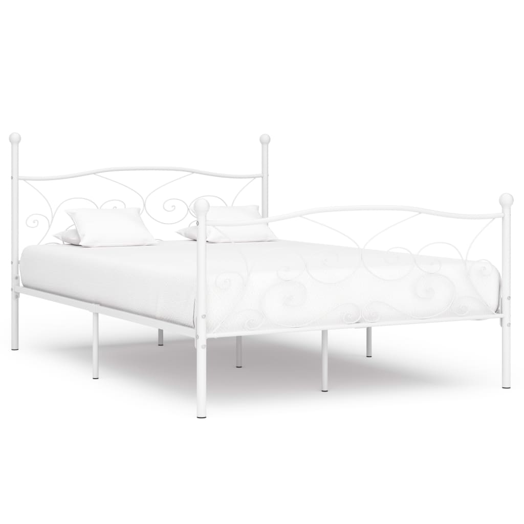 Bed Frame without Mattress with Slatted Base White Metal 120x200 cm