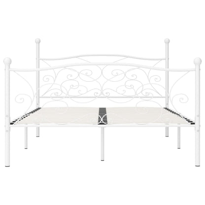 Bed Frame without Mattress with Slatted Base White Metal 120x200 cm