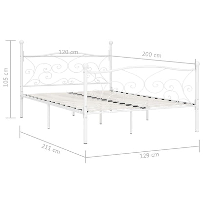 Bed Frame without Mattress with Slatted Base White Metal 120x200 cm