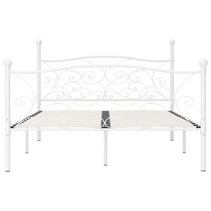 Bed Frame without Mattress with Slatted Base White Metal 140x200 cm