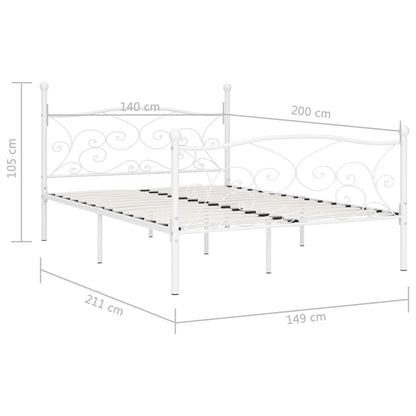 Bed Frame without Mattress with Slatted Base White Metal 140x200 cm
