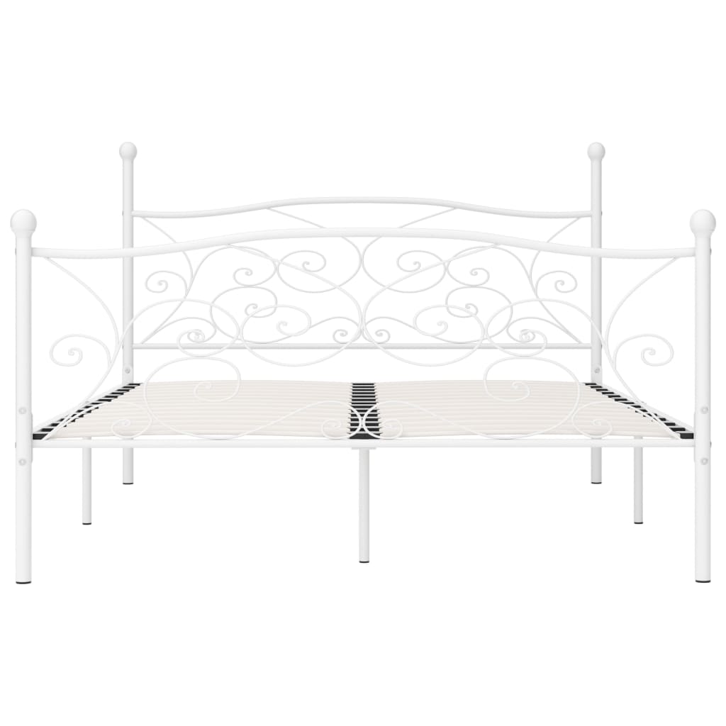 Bed Frame without Mattress with Slatted Base White Metal 200x200 cm