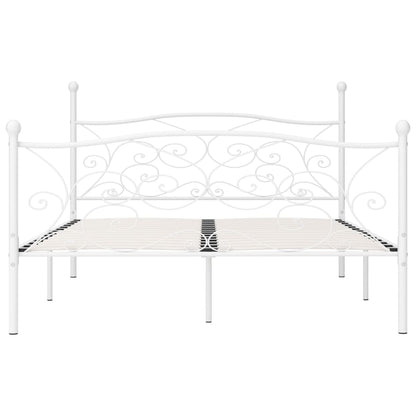 Bed Frame without Mattress with Slatted Base White Metal 200x200 cm