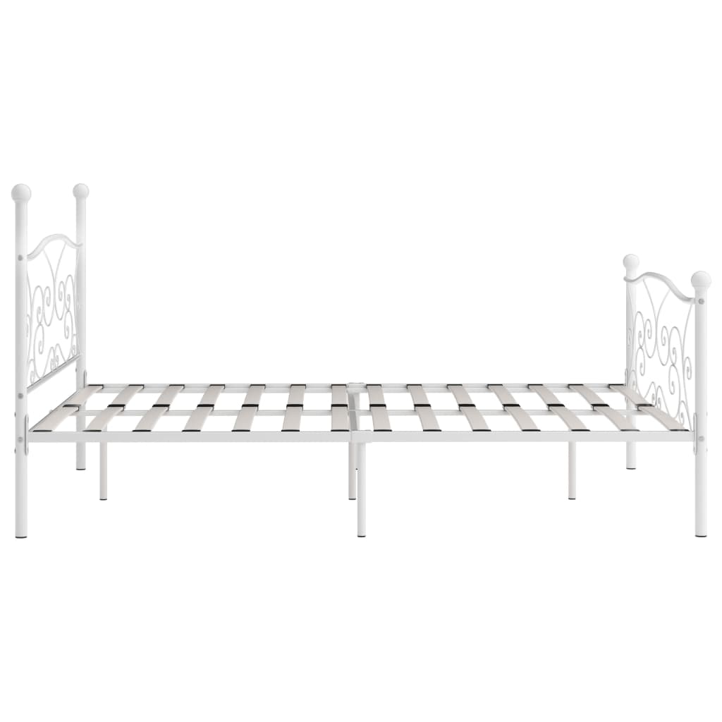 Bed Frame without Mattress with Slatted Base White Metal 200x200 cm