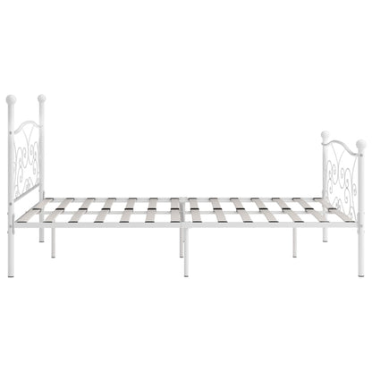 Bed Frame without Mattress with Slatted Base White Metal 200x200 cm