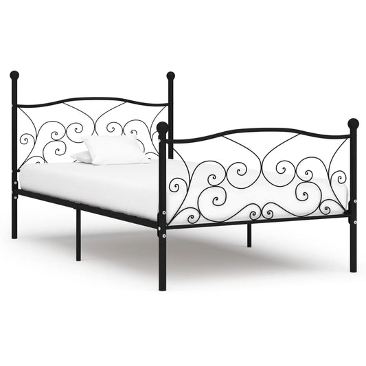 Bed Frame without Mattress with Slatted Base Black Metal 90x200 cm