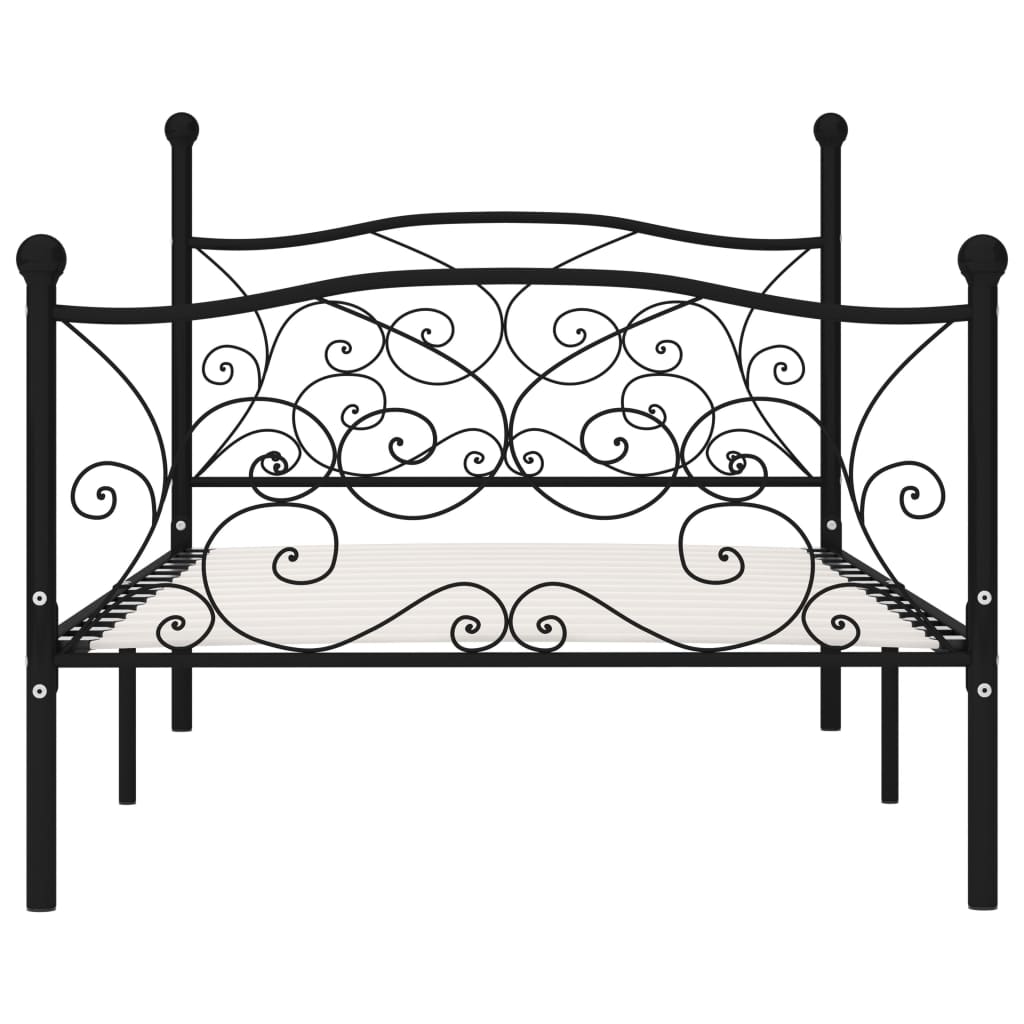 Bed Frame without Mattress with Slatted Base Black Metal 100x200 cm