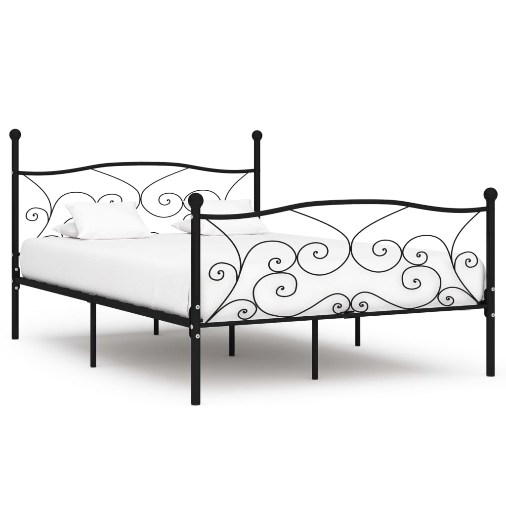 Bed Frame without Mattress with Slatted Base Black Metal 160x200 cm