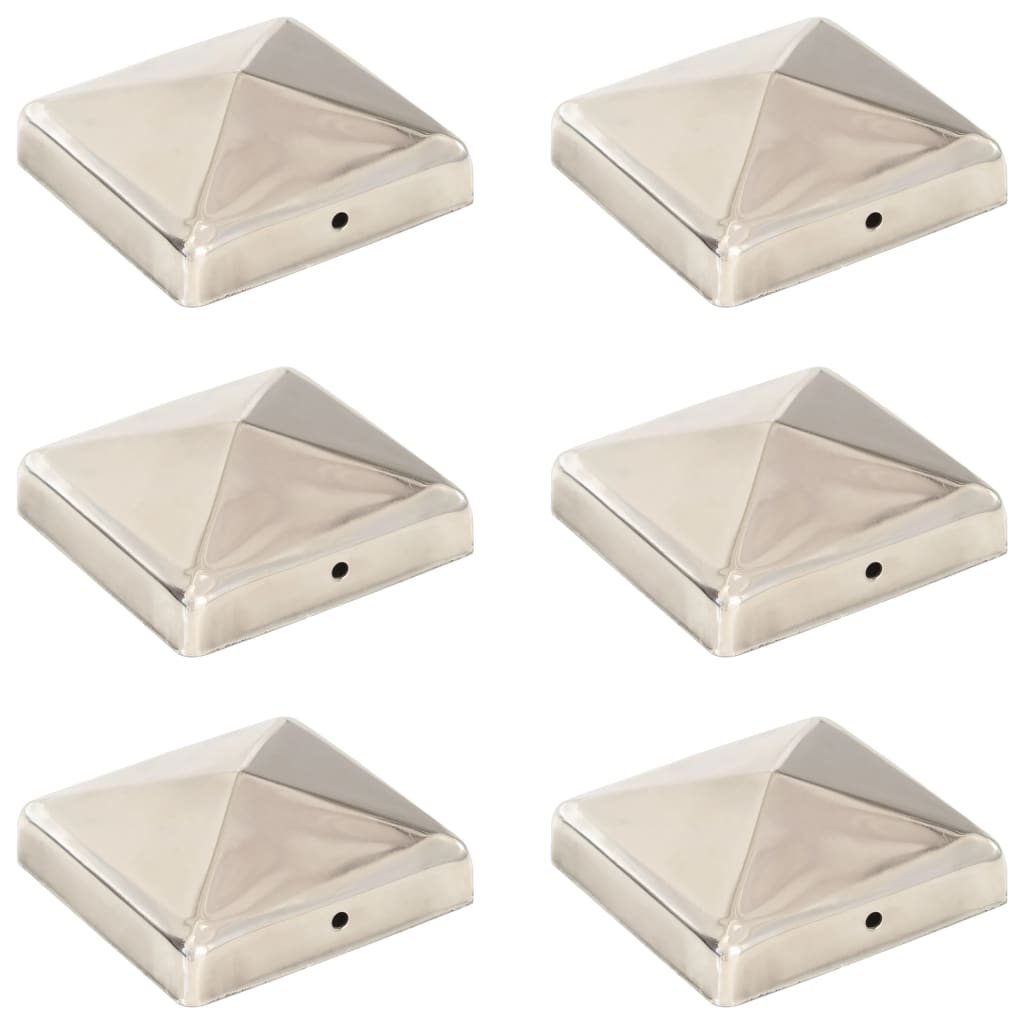 Pyramid Fence Post Caps 6 pcs Stainless Steel 91x91 mm