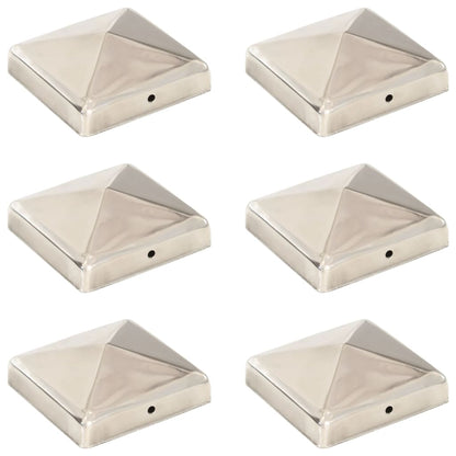 Pyramid Fence Post Caps 6 pcs Stainless Steel 91x91 mm