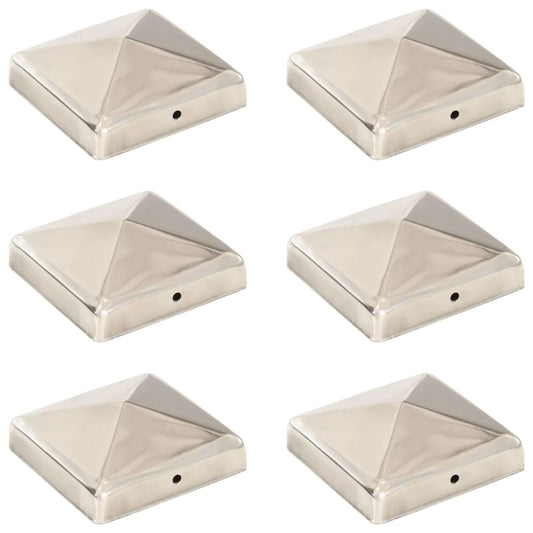Pyramid Fence Post Caps 6 pcs Stainless Steel 91x91 mm