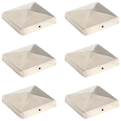 Pyramid Fence Post Caps 6 pcs Stainless Steel 101x101 mm