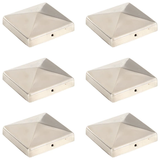 Pyramid Fence Post Caps 6 pcs Stainless Steel 101x101 mm