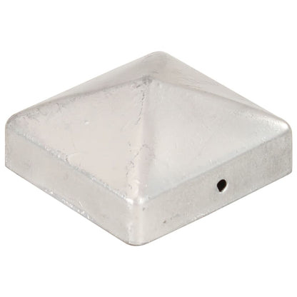 Pyramid Fence Post Caps 6 pcs Galvanised Metal 71x71 mm