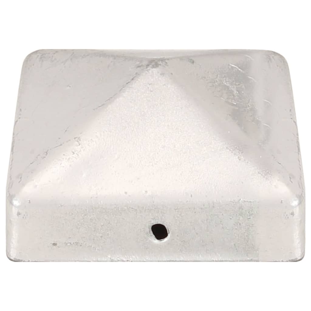 Pyramid Fence Post Caps 6 pcs Galvanised Metal 71x71 mm
