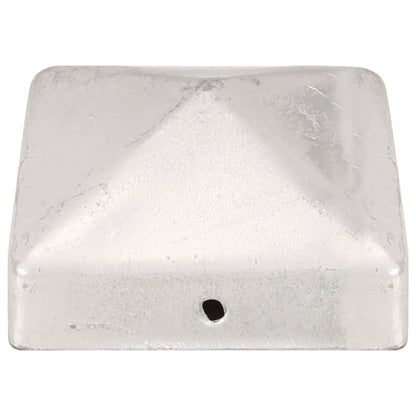 Pyramid Fence Post Caps 6 pcs Galvanised Metal 71x71 mm