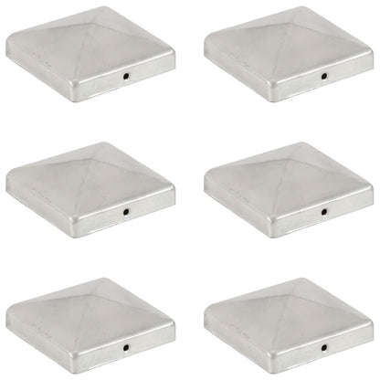 Pyramid Fence Post Caps 6 pcs Galvanised Metal 101x101 mm