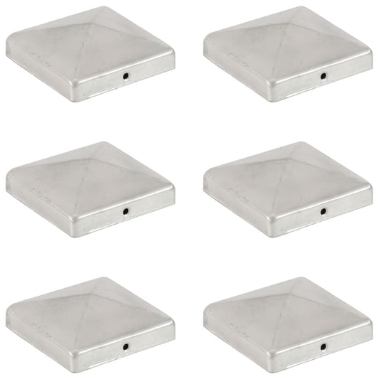 Pyramid Fence Post Caps 6 pcs Galvanised Metal 101x101 mm
