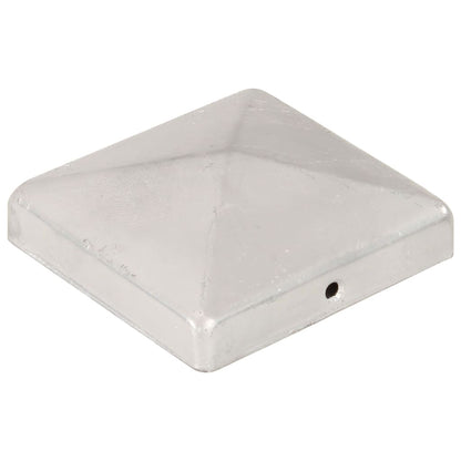 Pyramid Fence Post Caps 6 pcs Galvanised Metal 101x101 mm