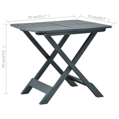 Folding Garden Table Green 79x72x70 cm Plastic
