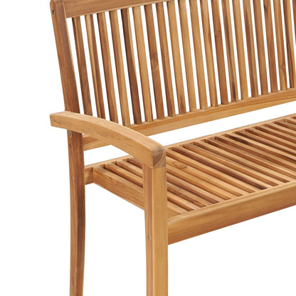2-Seater Stacking Garden Bench 128.5 cm Solid Teak Wood