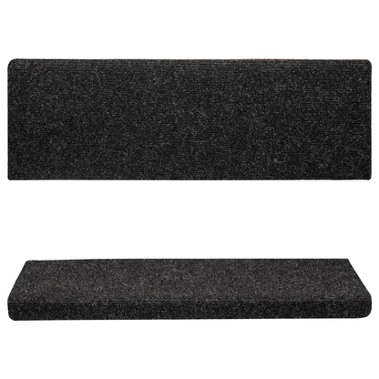 Stair Mats Self-adhesive 15 pcs 65x21x4 cm Black Rectangular Edge