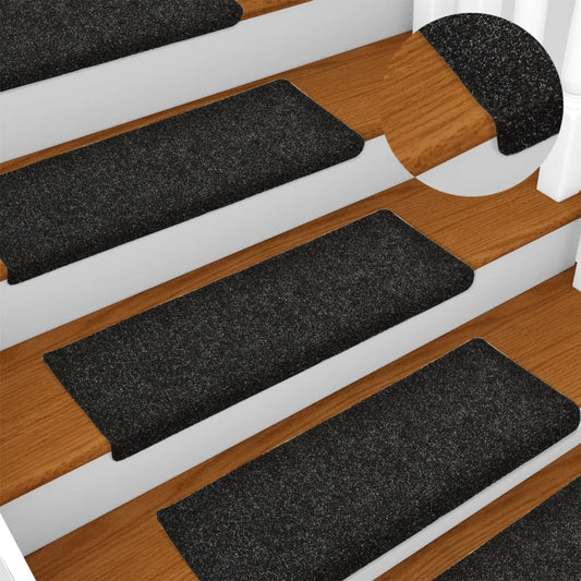 Stair Mats Self-adhesive 15 pcs 65x21x4 cm Black Rectangular Edge