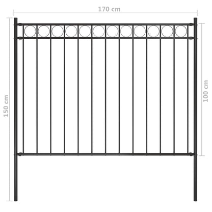 Garden Fence Steel 1.81x1 m Black