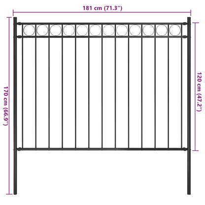 Garden Fence Steel 1.81x1.2 m Black