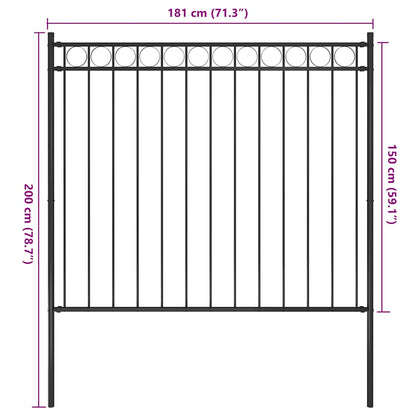 Garden Fence Steel 1.81x1.5 m Black
