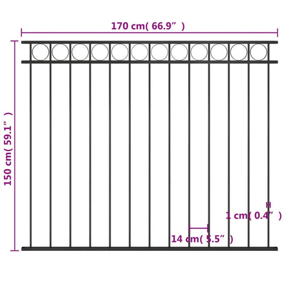 Fence Panel Steel 1.7x1.5 m Black