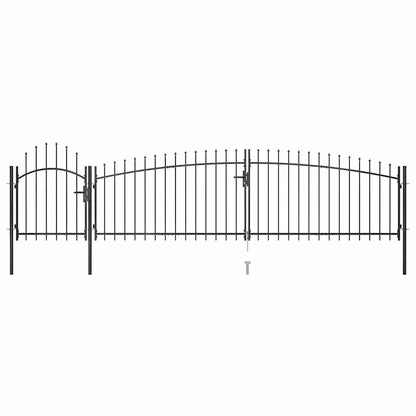 Garden Fence Gate with Spear Top 5x1.5 m Black