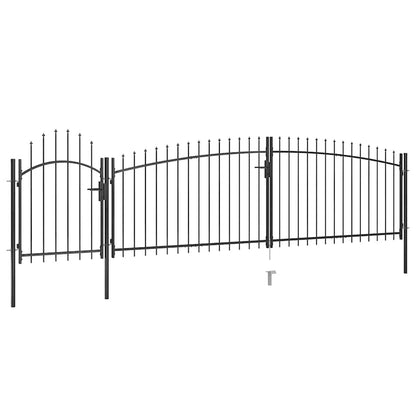 Garden Fence Gate with Spear Top 5x1.75 m Black