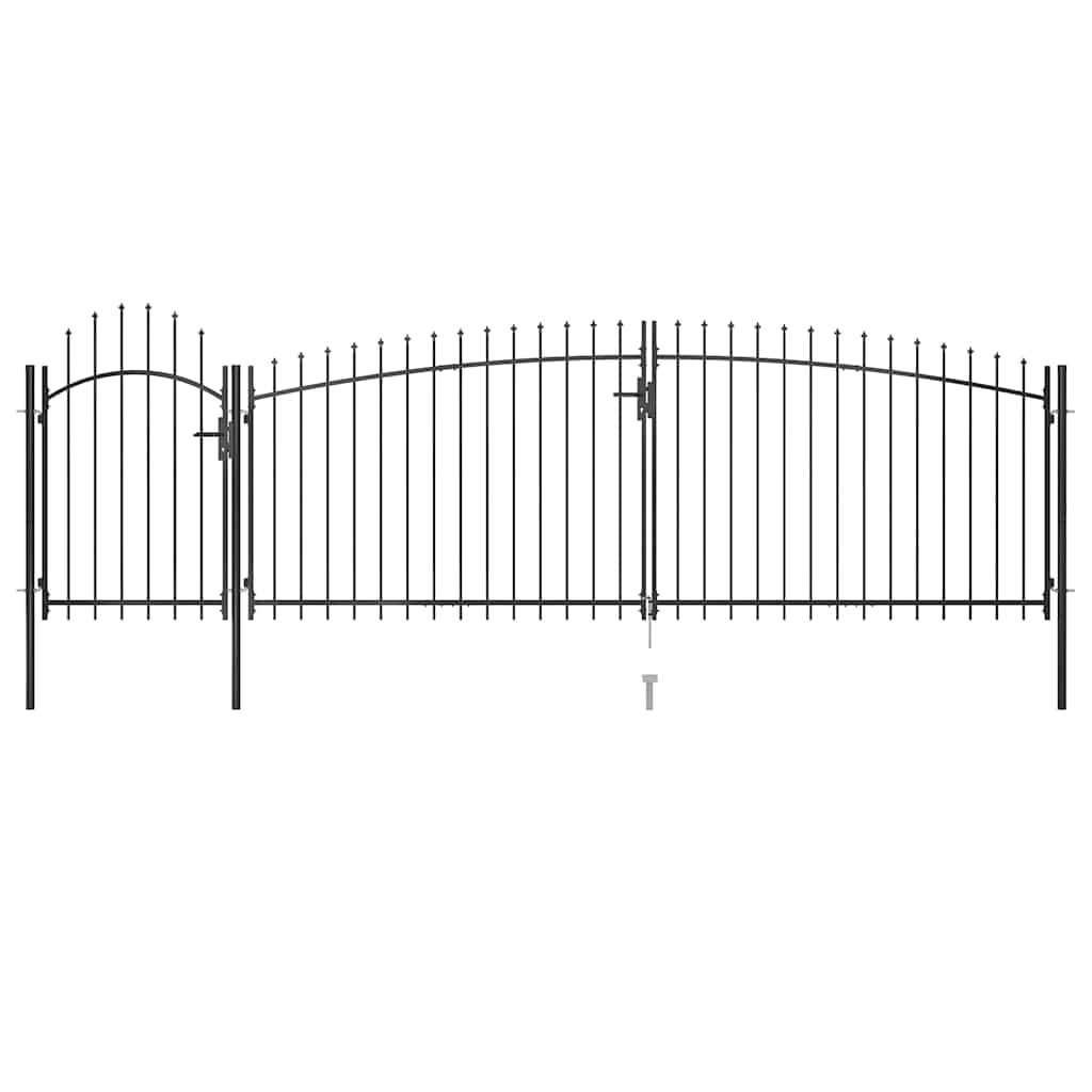 Garden Fence Gate with Spear Top 5x2 m Black