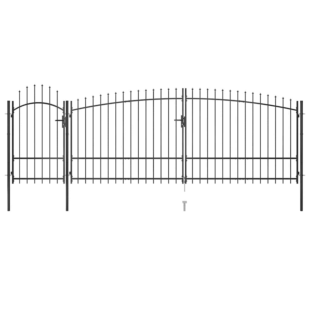 Garden Fence Gate with Spear Top 5x2.25 m Black