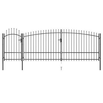 Garden Fence Gate with Spear Top 5x2.25 m Black