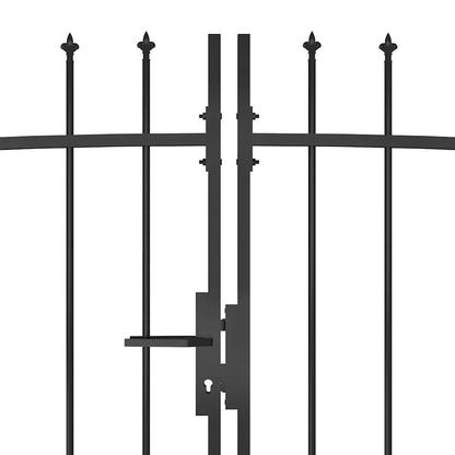 Garden Fence Gate with Spear Top 5x2.25 m Black