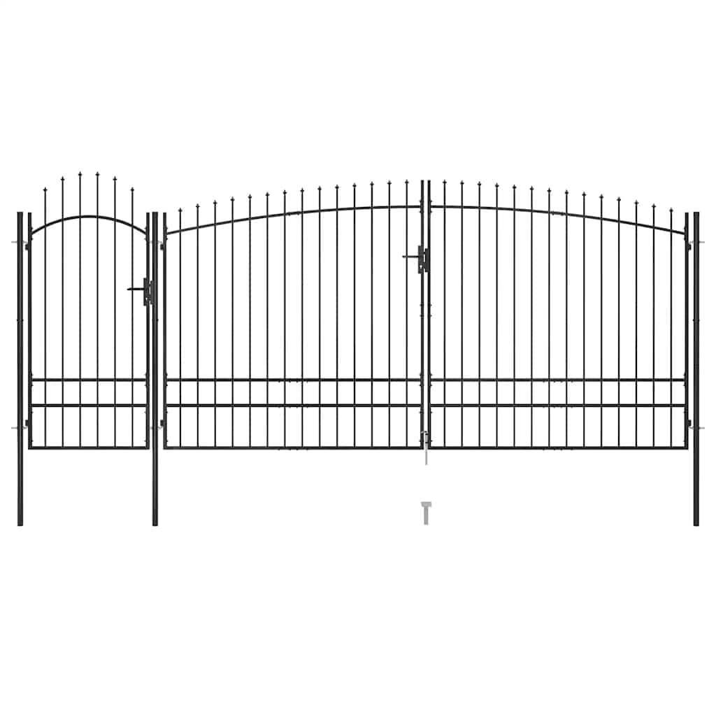Garden Fence Gate with Spear Top 5x2.45 m Black