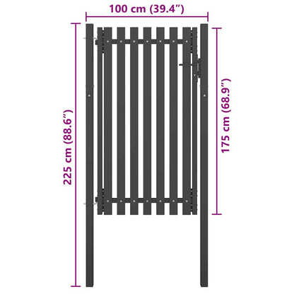Garden Fence Gate Steel 1x2.25 m Anthracite