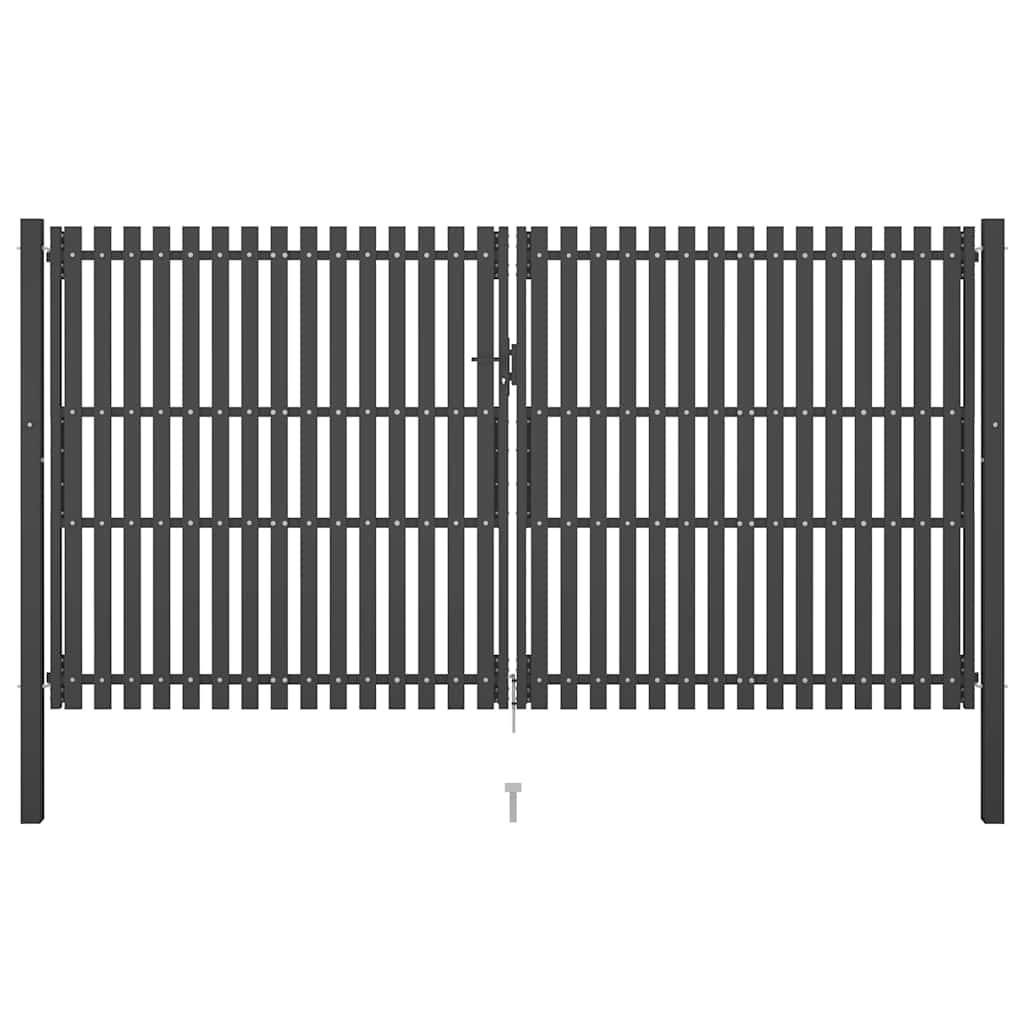 Garden Fence Gate Steel 4x2.5 m Anthracite