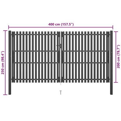 Garden Fence Gate Steel 4x2.5 m Anthracite