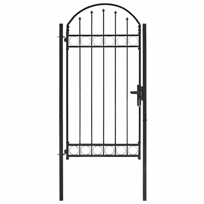 Fence Gate with Arched Top Steel 100x250 cm Black