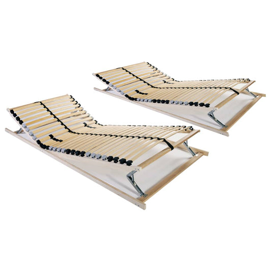 Slatted Bed Bases without Mattress 2 pcs with 28 Slats 70x200 cm