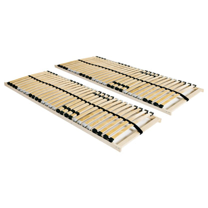 Slatted Bed Bases without Mattress 2 pcs with 28 Slats 90x200 cm